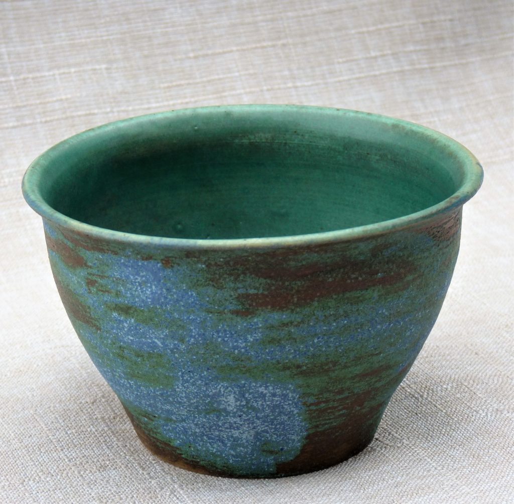 Grès émaillé vert et bleu, 12 x 7 cm Grès émaillé vert et bleu, 12 x 7 cm